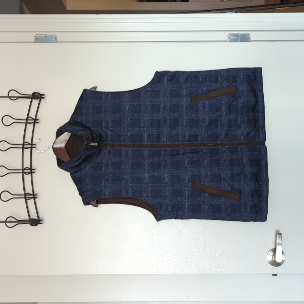 Johnston and Murphy Blue and Brown Reversible Vest, Large